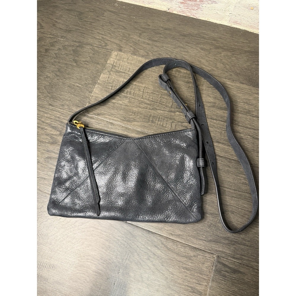 Hobo International Large Black Distressed Leather Crossbody Handbag Good